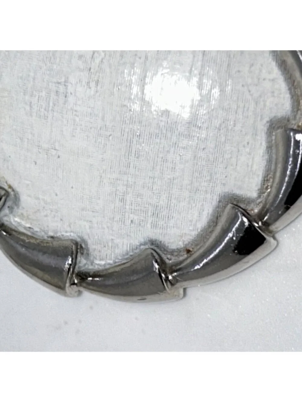 Vintage Puccini Silver-Tone Round Brooch With Textured White Center Statement